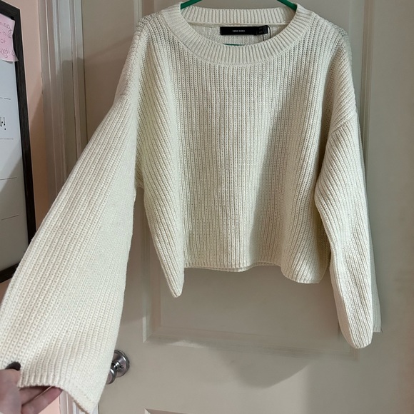 Vero Moda- Cropped, Bell Sleeve, Cream Sweater - Picture 9 of 12